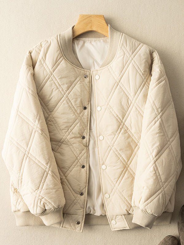 Autumn and Winter Literature Retro Rhombic 100% Polyester Coat