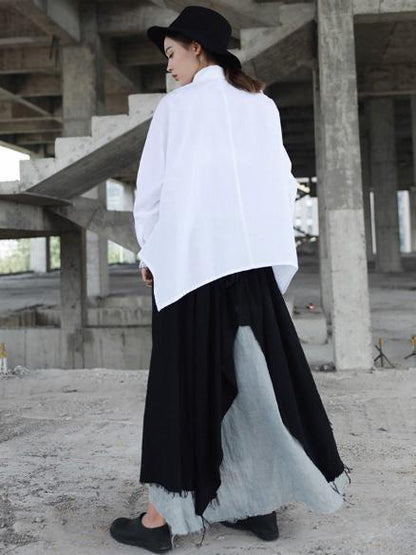 Ramie Cotton Split-joint Skirt Bottom