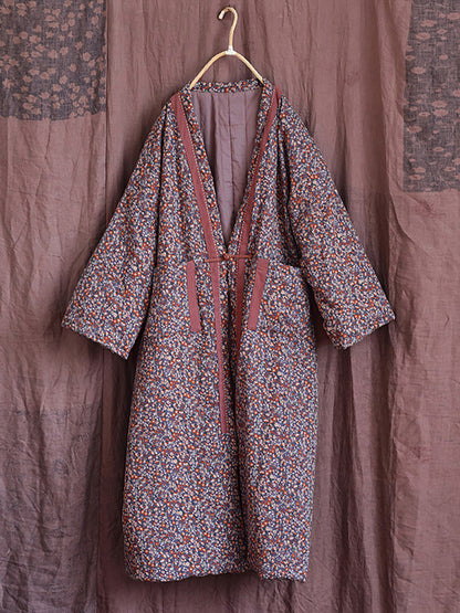 Winter Warm Pocket Print Coat