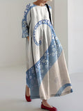 Women‘s Octopus Art Linen Blend Casual Maxi Dress