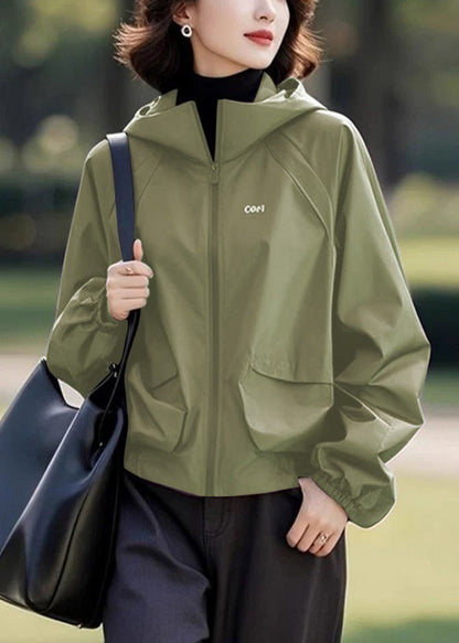 Loose Purple Hooded Zippered Cotton Coats Fall