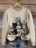 Fuzzy Kittens Crochet Art Cozy Knit Sweater elevenforest