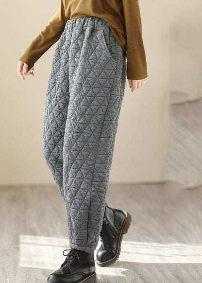 Grey High Waist Warm Fleece Lantern Pants