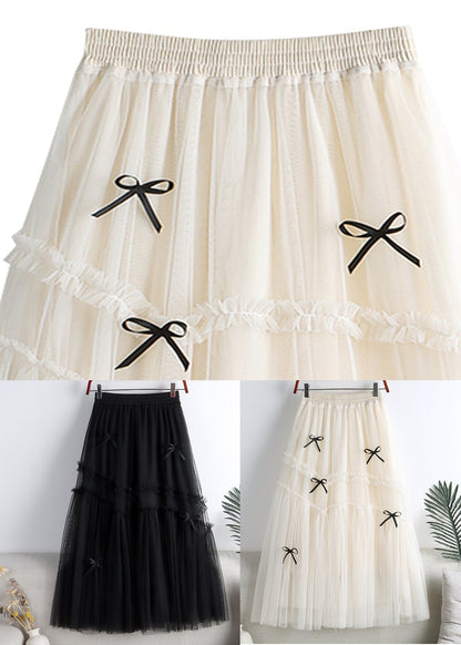 Organic Apricot Elastic Waist Tulle a Line Skirts Fall