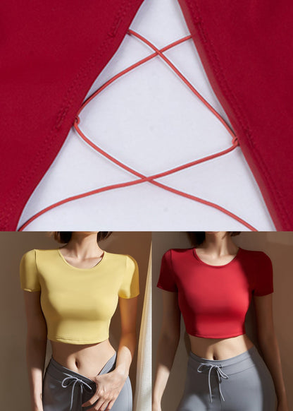 Red Hollow Out Workout Yoga Top