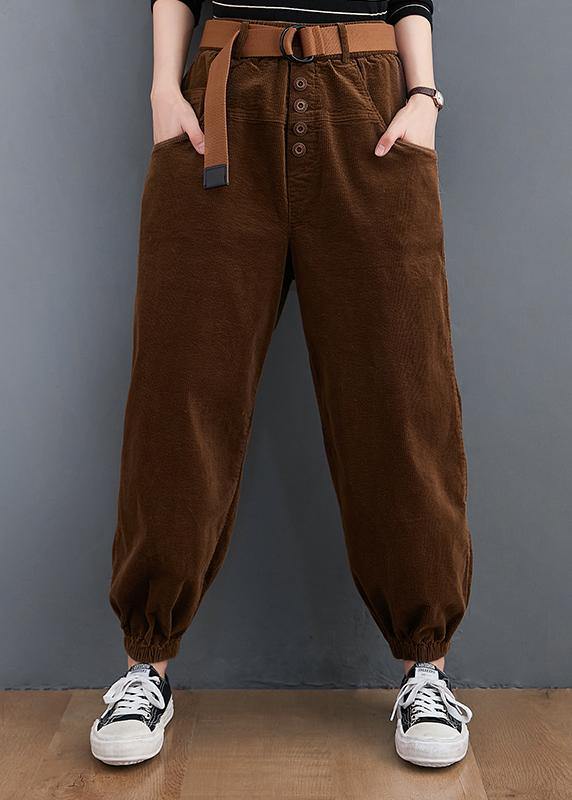 Pants Unique Chocolate Sewing Pockets Thick Pants