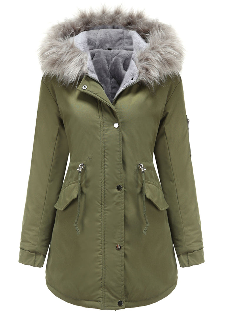 Parka Coat Street Daily Plush Winter Coat Color Oversized Fur Warm Coat