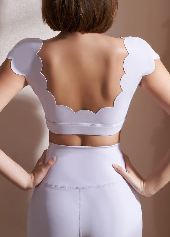White O-neck Gym Yoga Tops