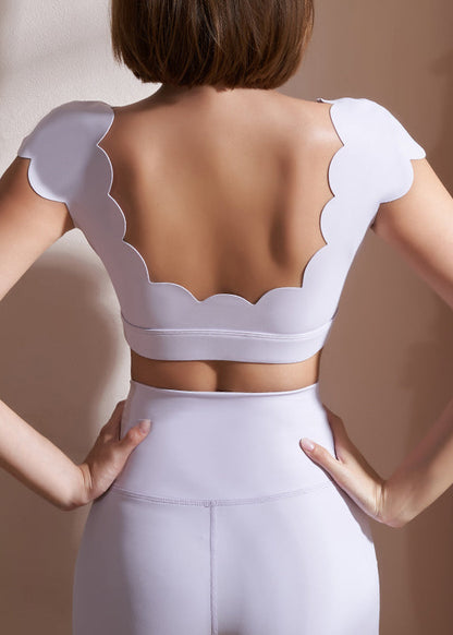 White O-neck Gym Yoga Tops