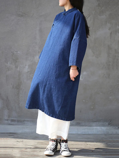 Spring Frog Denim Loose Dress