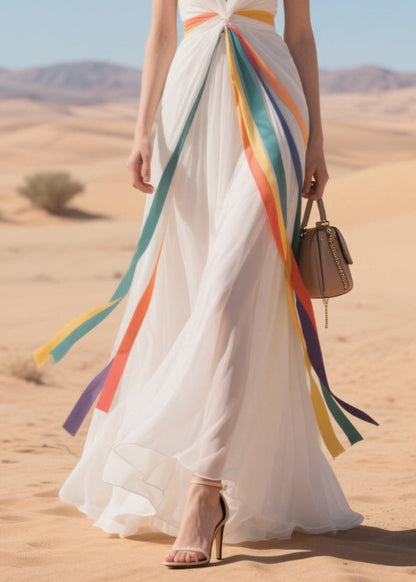 Multicolour Ribbon Exra Large Hem Tulle Vacation Dresses Summer