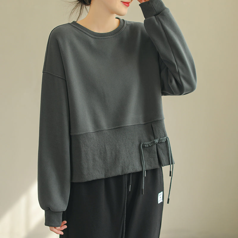 Winter Retro Irregular Patchwork Furred Loose Sweater