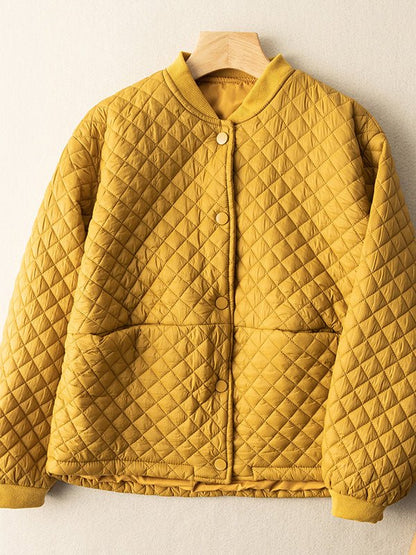 Loose Diamond Plaid Color 100% Natural Fabric Coat