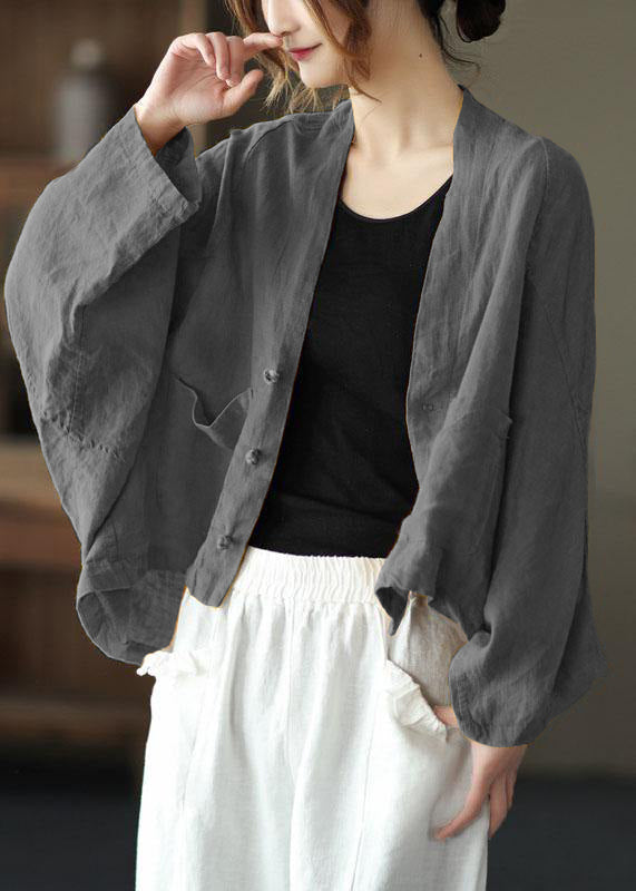 Fine Yellow Bat Wing Sleeve Pockets Coat Short