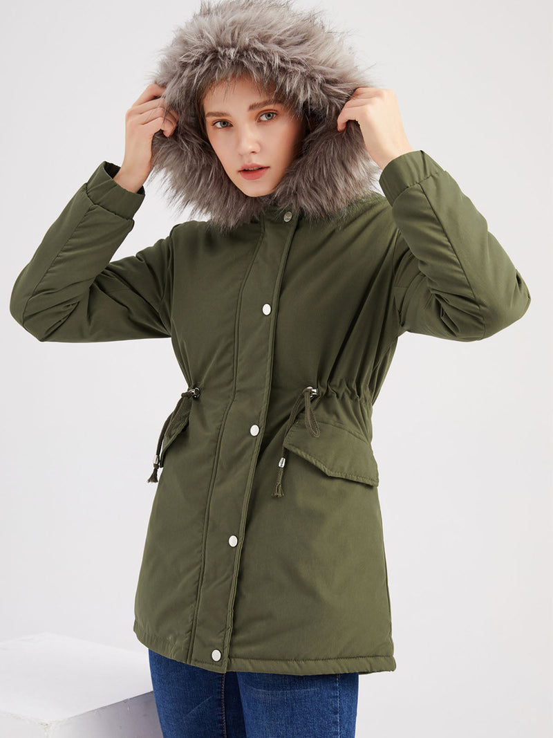 Parka Coat Street Daily Plush Winter Coat Color Oversized Fur Warm Coat
