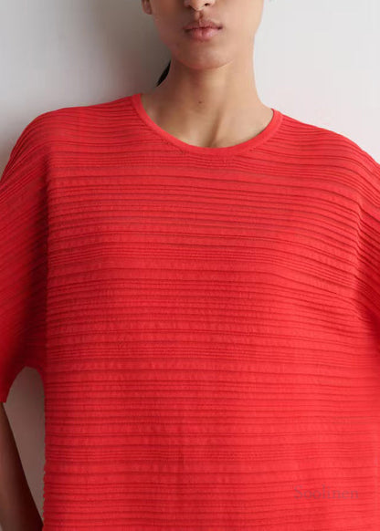 Pink Oversized Wrinkled Cotton Mid Dress Summer