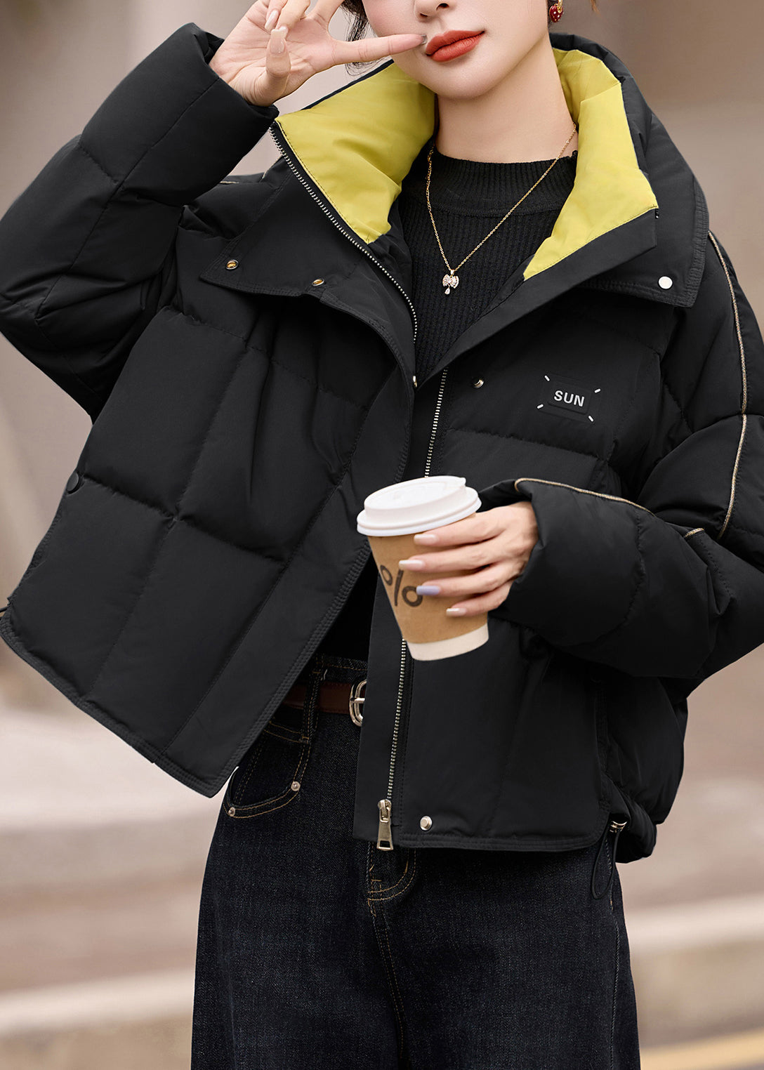 Red Oversized Warm Duck Down Puffer Coat Winter