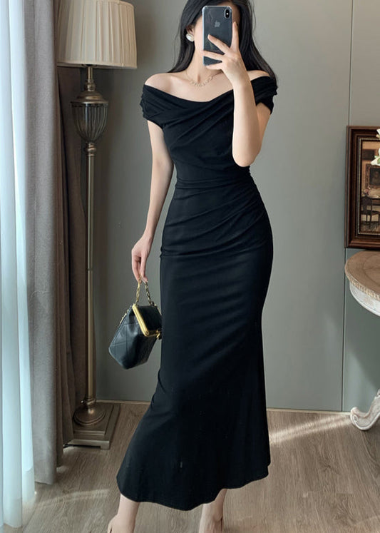 Black Cold Shoulder Wraped Party Dresses Summer