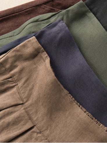Pure Color Pleated Linen Skirt