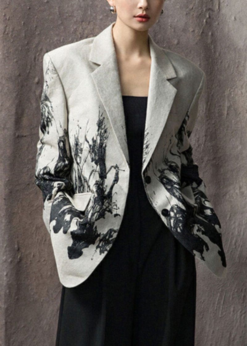 New Peter Pan Collar Print Button Cotton Suit Coats Fall