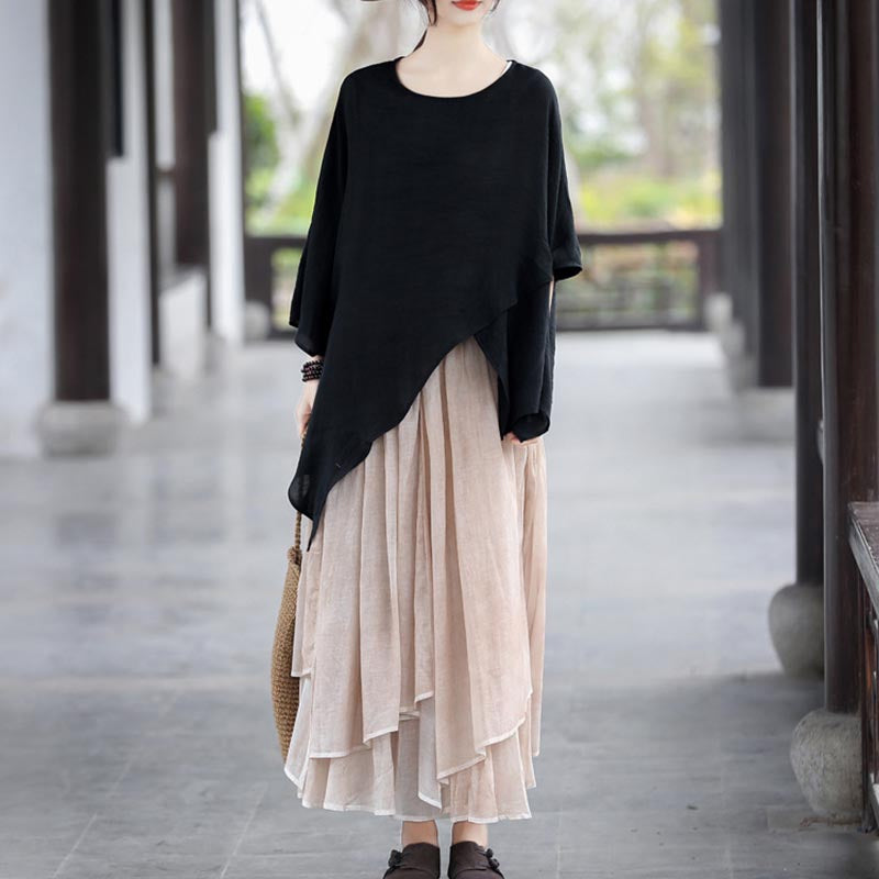 Cotton Linen Cozy Patchwork Skirt