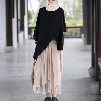 Cotton Linen Cozy Patchwork Skirt