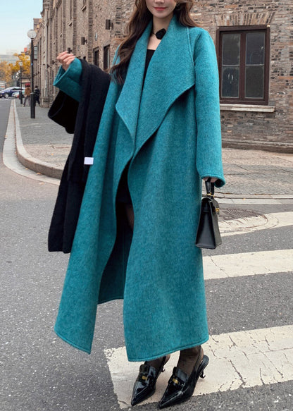 Modern Rose Peter Pan Collar Pockets Woolen Coats Winter