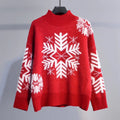 Hilda® | Warm knitted turtleneck sweater with snowflake embroidery for women