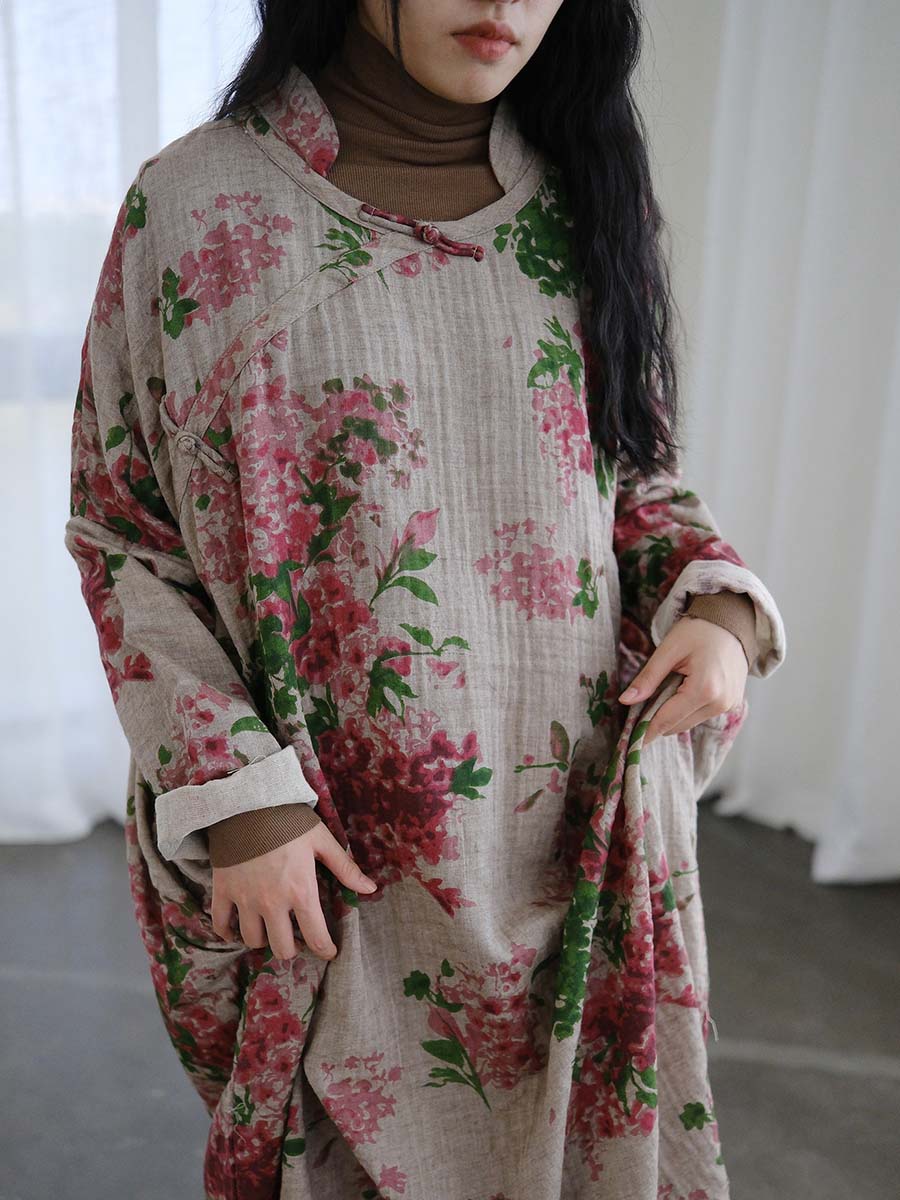 Print Cotton Linen Loose Dress