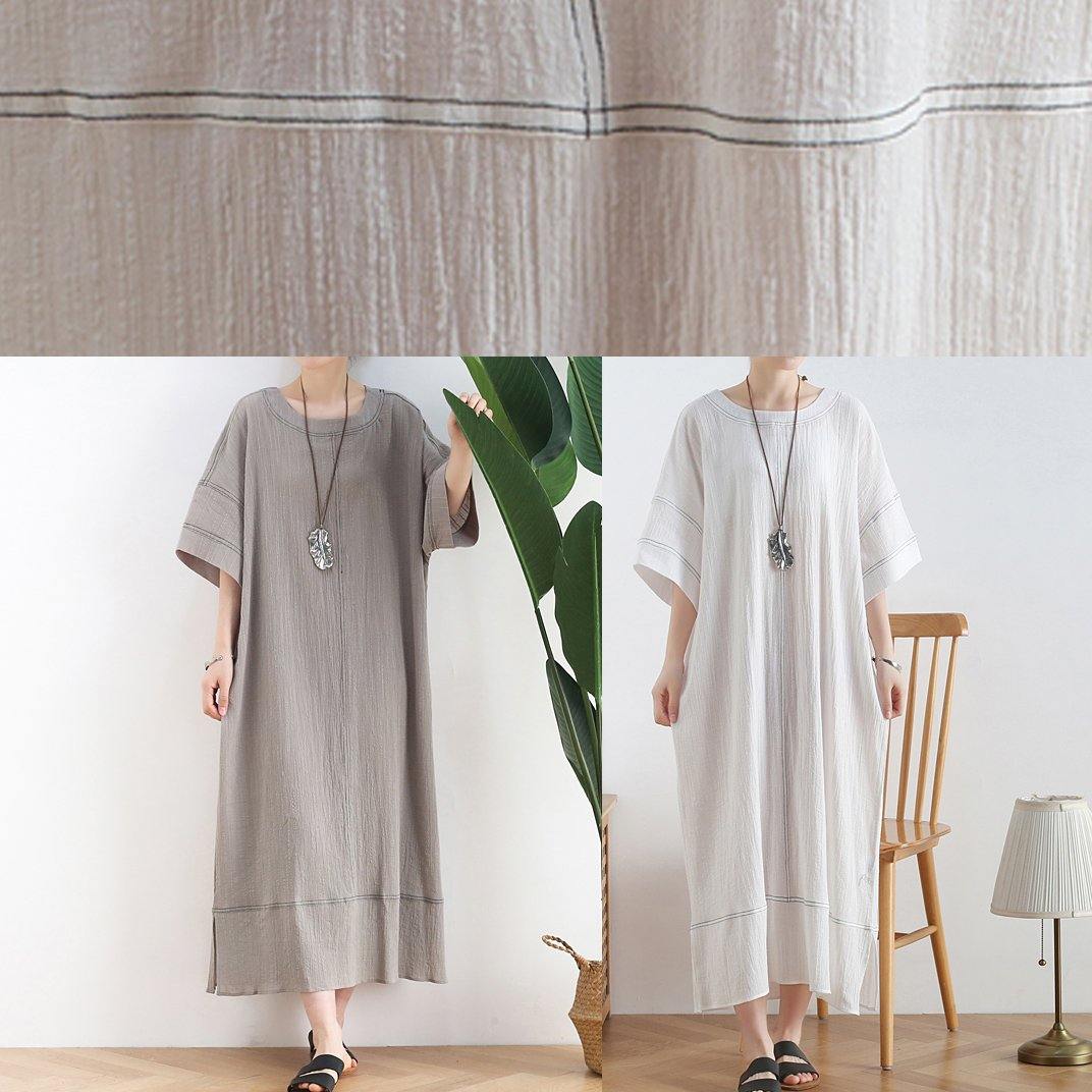 Loose O Neck Baggy Linen Summer Clothes for Design White Dresses
