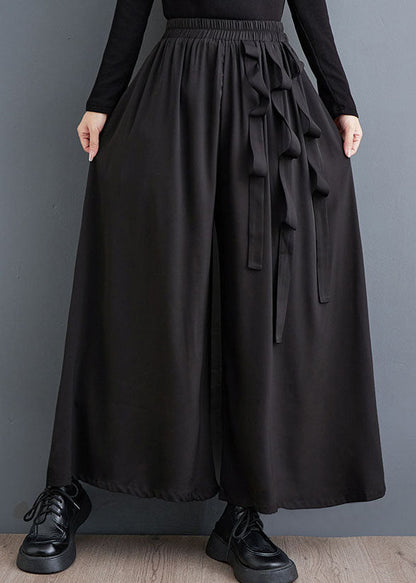 Black Pockets Elastic Waist Crop Pants Skirt