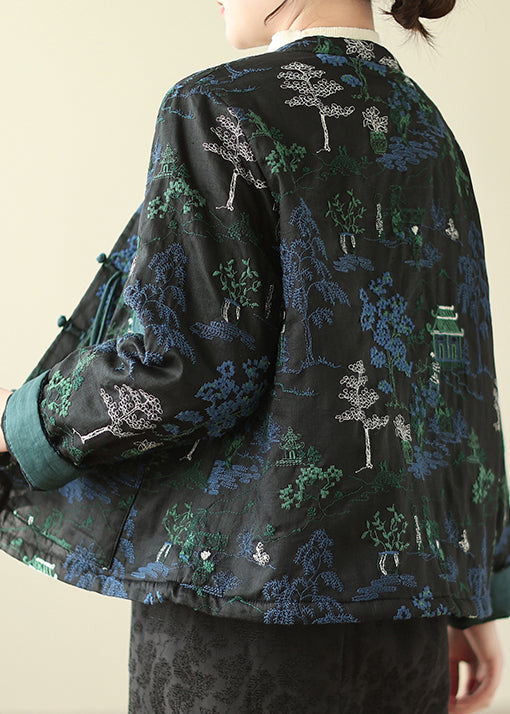 Pink Tasseled Embroideried Pockets Fine Cotton Filled Jacket Winter