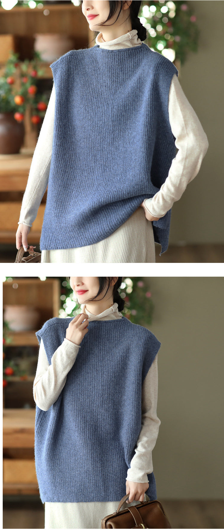 Temperament Loose Sleeveless Pullover Vest Literary Color Vest