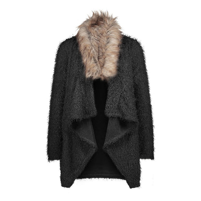 Fluffy Lapel Faux Fur Coat