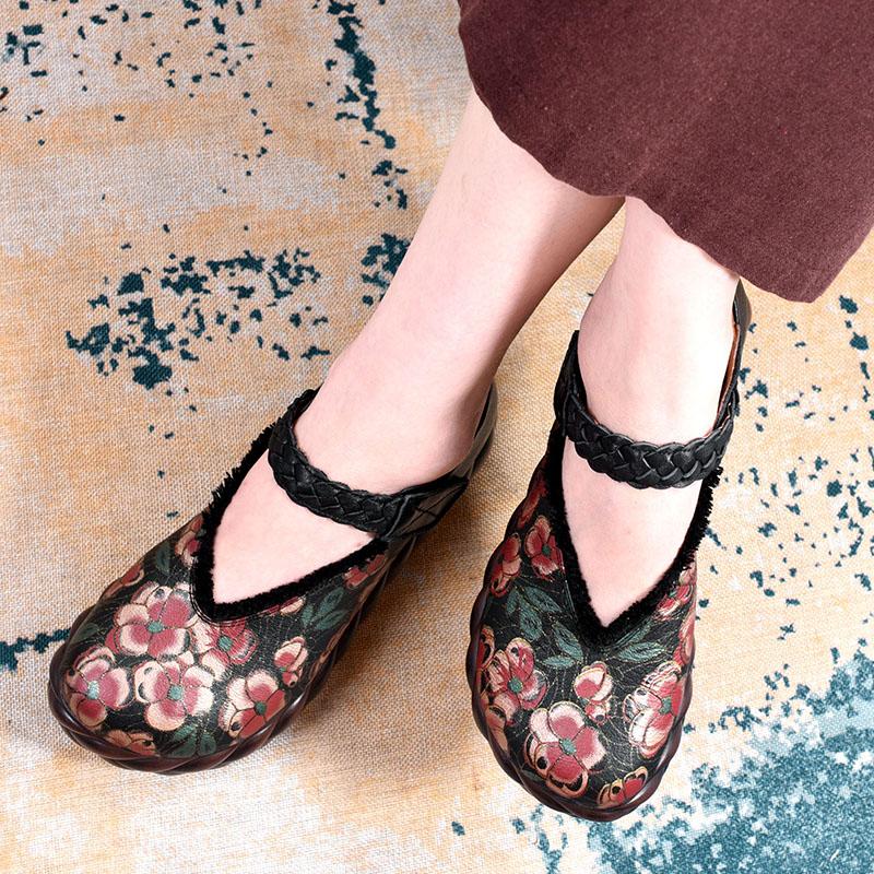 Real Leather Sponge Retro Shoes