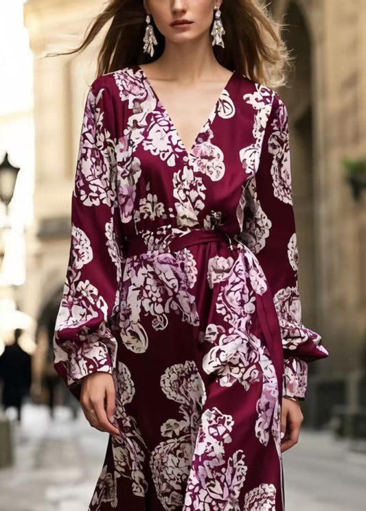 Mulberry Print Silk Long Dress Spring