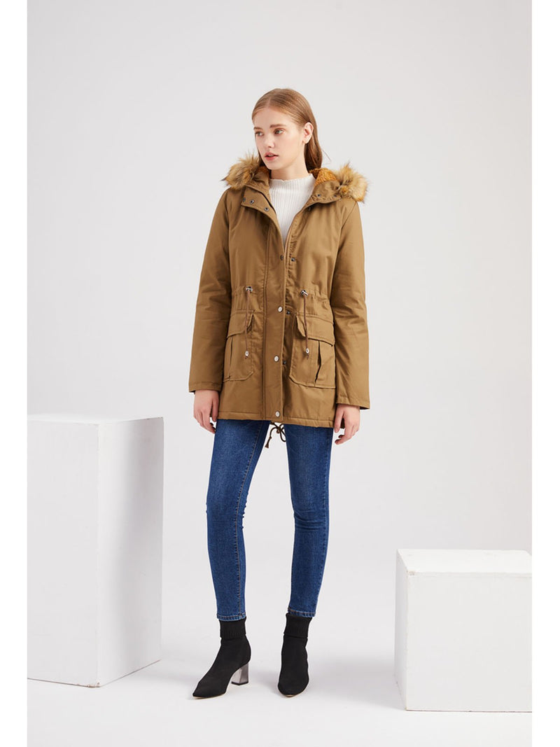 Coat Street Daily Winter Plush Long Coat Color Oversized Fur Warm Coat