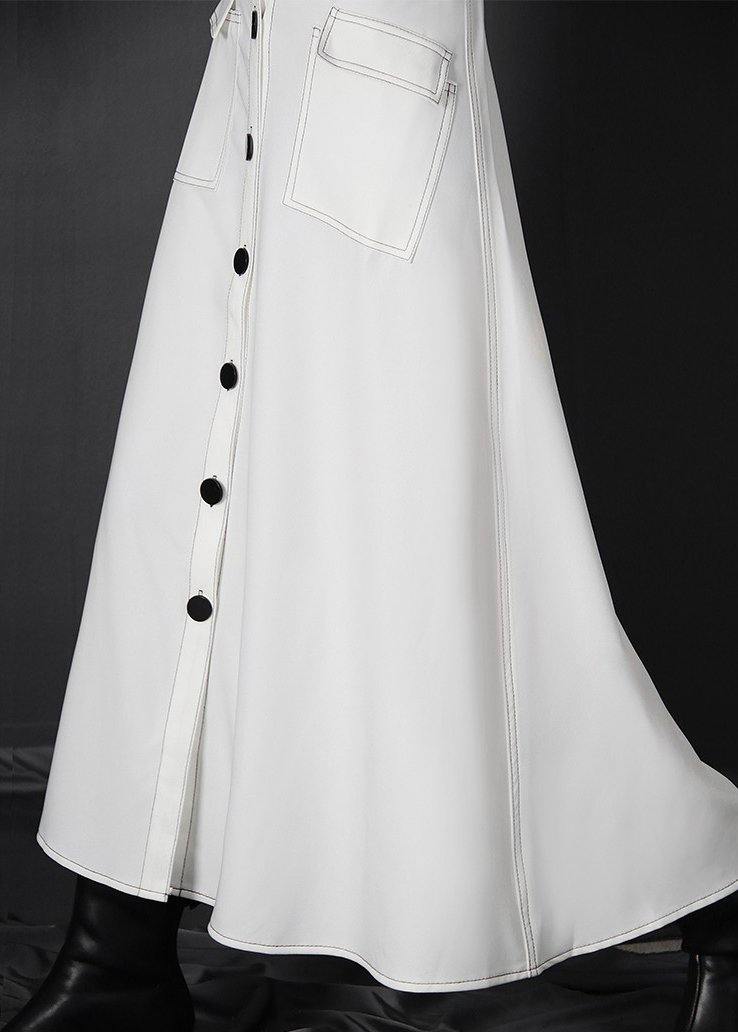 White Zippered a Line Skirts Summer