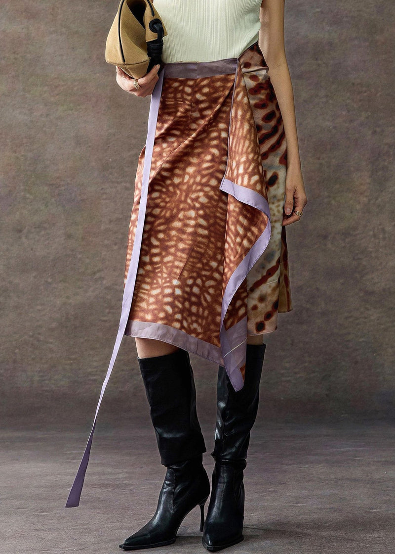 Leopard Asymmetrical Print Lace Up Cotton Skirts Summer