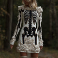 Classy Skull And Roses Art Cozy Knit Sweater Dress artswardrobe