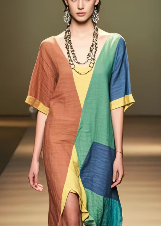 Asymmetrical Design Side Open Cotton Ankle Dresses Summer