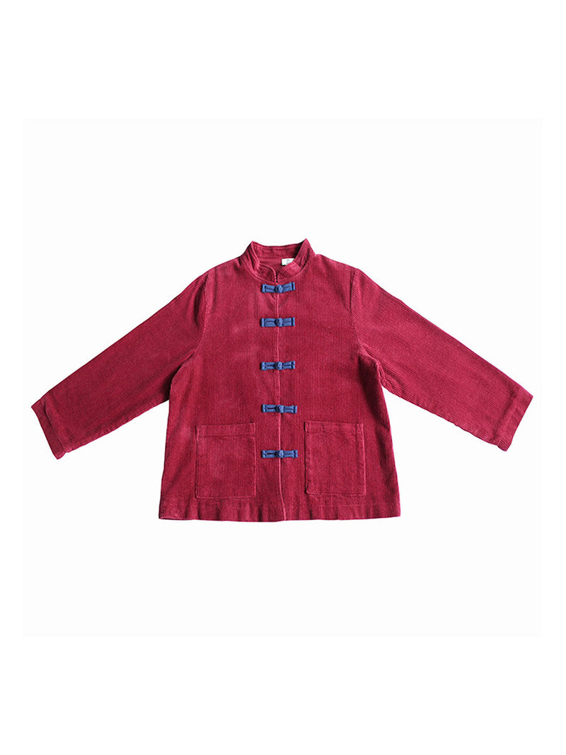 Winter Chinese Style Frog Corduroy Pocket Coat