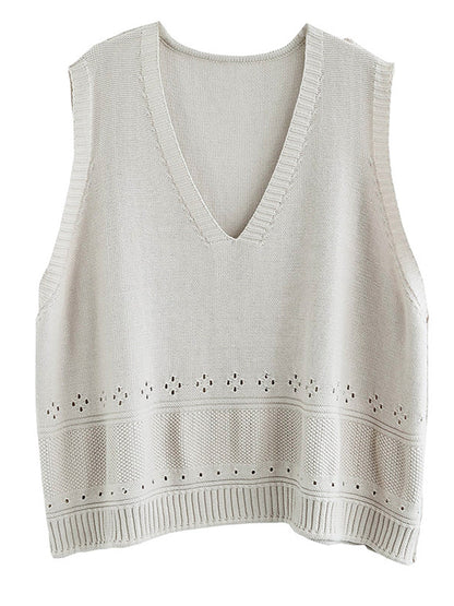 Knitted Hollow Out Color Sweater Vest Top