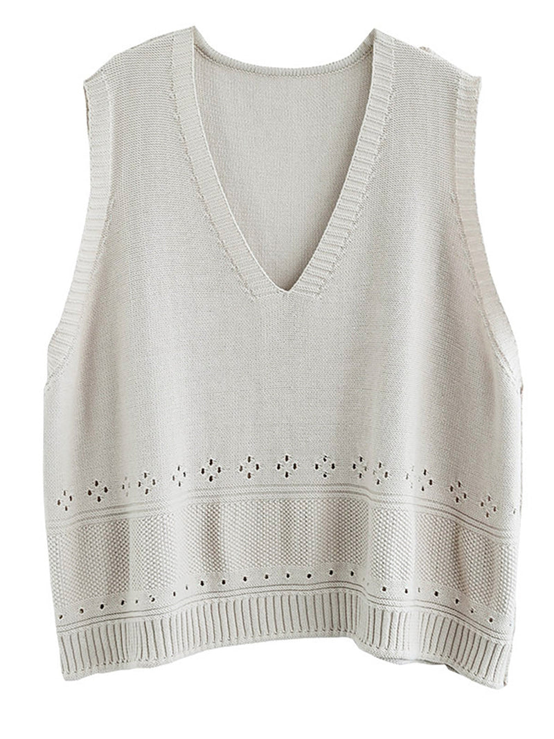Knitted Hollow Out Color Sweater Vest Top
