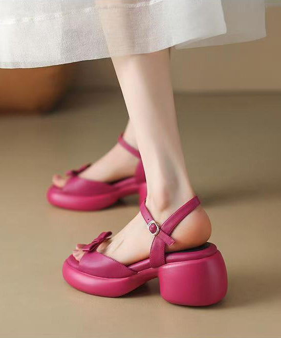 Rose Peep Toe Splicing Chunky Slide Sandals