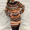 Vintage Icelandic Floral Knit Jacquard Sweater Dress elevenforest