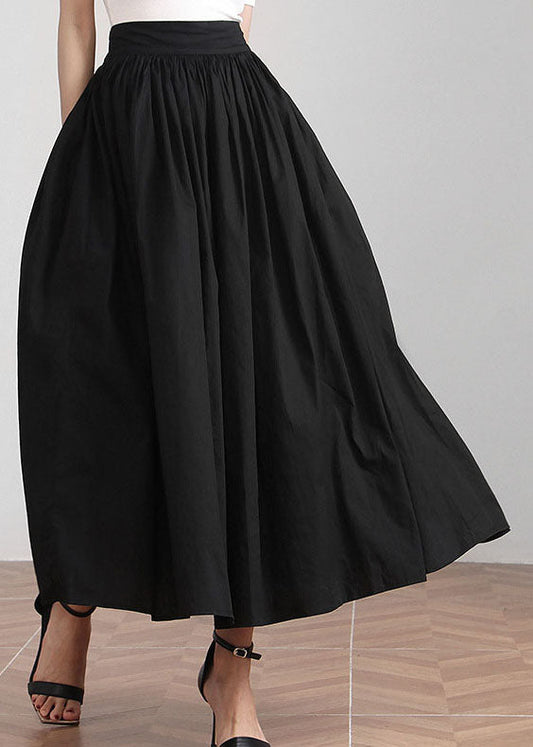 Black Elastic Waist Cinched Skirts Spring