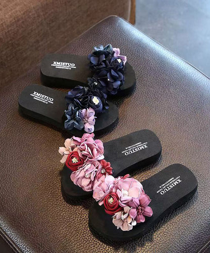 Pink Splicing Slide Sandals Peep Toe