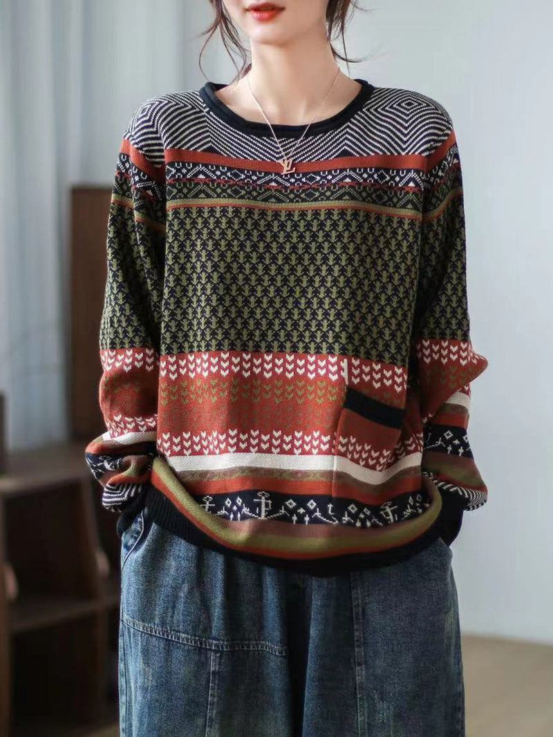 Autumn Spliced Loose Sweater