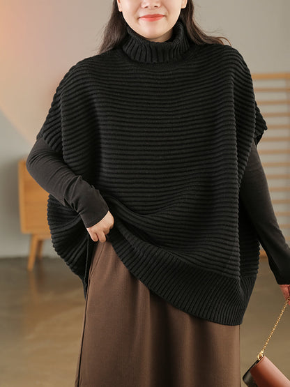 Turtleneck Half Sleeve Loose Pullover Sweater